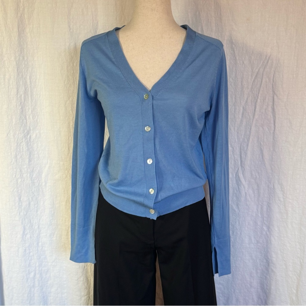Zara lightweight soft knit cotton blend cardigan longer sleeves and slit. Small